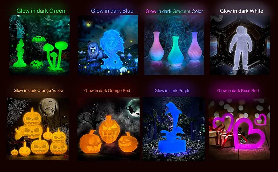 GEEETECH Glow PLA 1.75mm 1kg Glow in Dark for 3D Printing Night Light Luminous 8 Colors 3D Printer Material, Oversea Warehouse