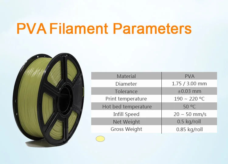 Pva Soluble Filament 3D Printer Washable 0.5 kg 100g 10m Polyvinyl Alcohol Threads 1.75mm Bigprinter Water Plastic Reel Roll
