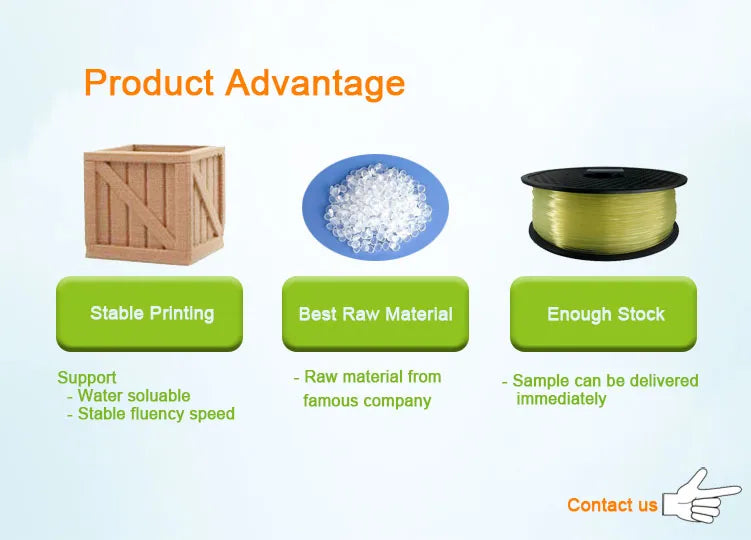 Pva Soluble Filament 3D Printer Washable 0.5 kg 100g 10m Polyvinyl Alcohol Threads 1.75mm Bigprinter Water Plastic Reel Roll