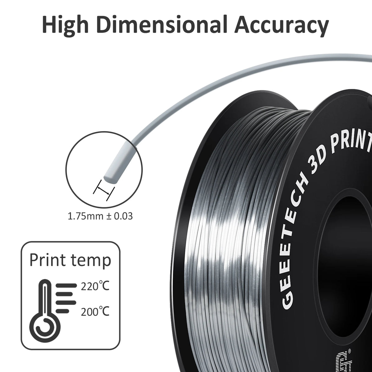 Geeetech Standard PLA Filament 1kg 1.75mm 3D Printer Plastic Material, Accuracy 0.03mm, Multiple Colour, Fit Most FDM Printer