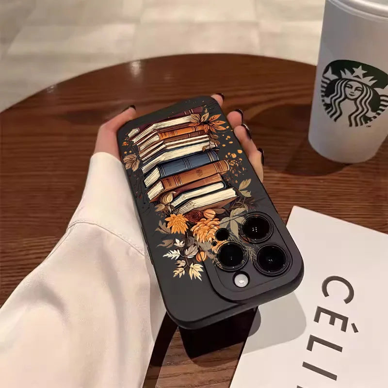 Creative Beautiful Book Pattern Phone Case For iPhone 11 12 13 14 15 16 17 Air 18 Pro Max 16E 7 8 Plus X XR XS Shockproof Cover