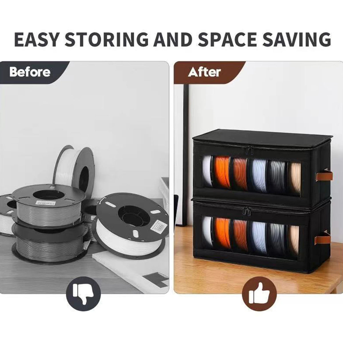 3D Filament Dryer with Desiccants Filament Rack and Organizer Box 4 Spools 1KG for 3D Printing Enthusiasts Home Studio Workshop