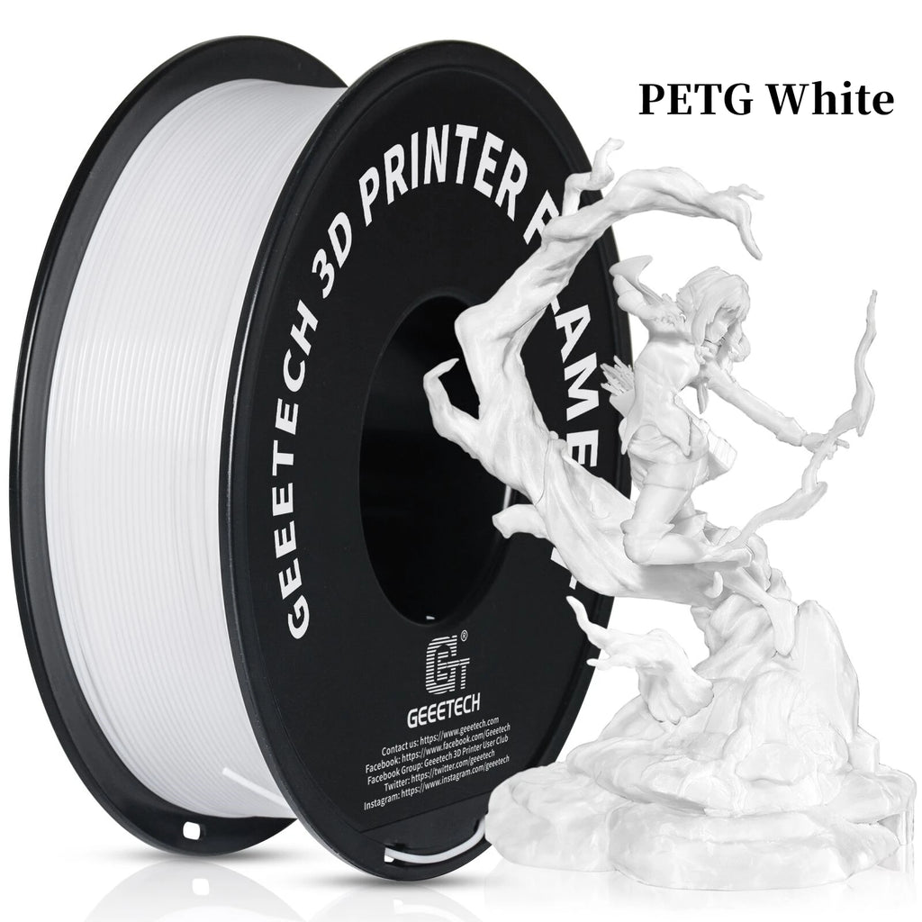 Geeetech 3D Printer Filament Pure PLA PETG Plastic 1.75mm, 1KG (2.2LBS), Tangle-Free, 3D Printing Materials, Vacuum Packaging