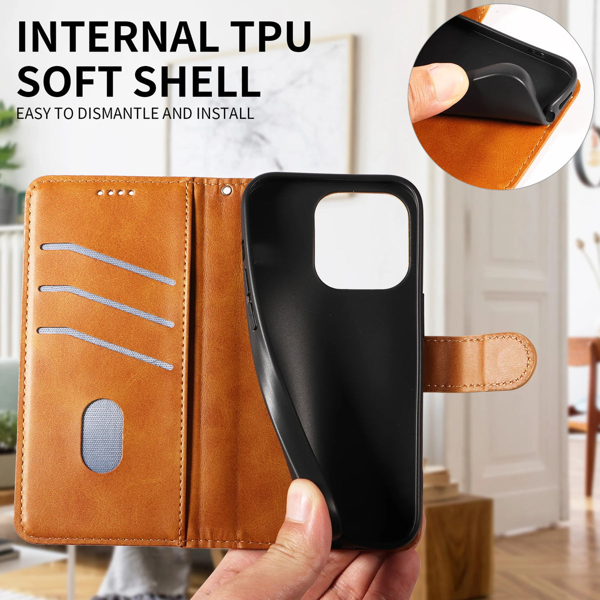 Leather Wallet Phone Case For iPhone 16e 16 Pro Max 15 14 13 Mini 12 11 X XS XR SE2 SE3 8 7 6s Plus Flip Card Slot Holder Cover