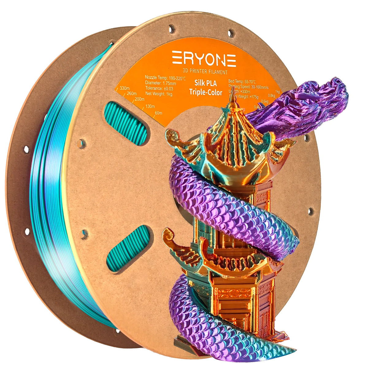 NEW ERYONE 1KG/3KG/10KG Promotion Tri- Color Silk PLA Filament For 3D Printing 1.75mm Filament High Quality Free Fast Shipping