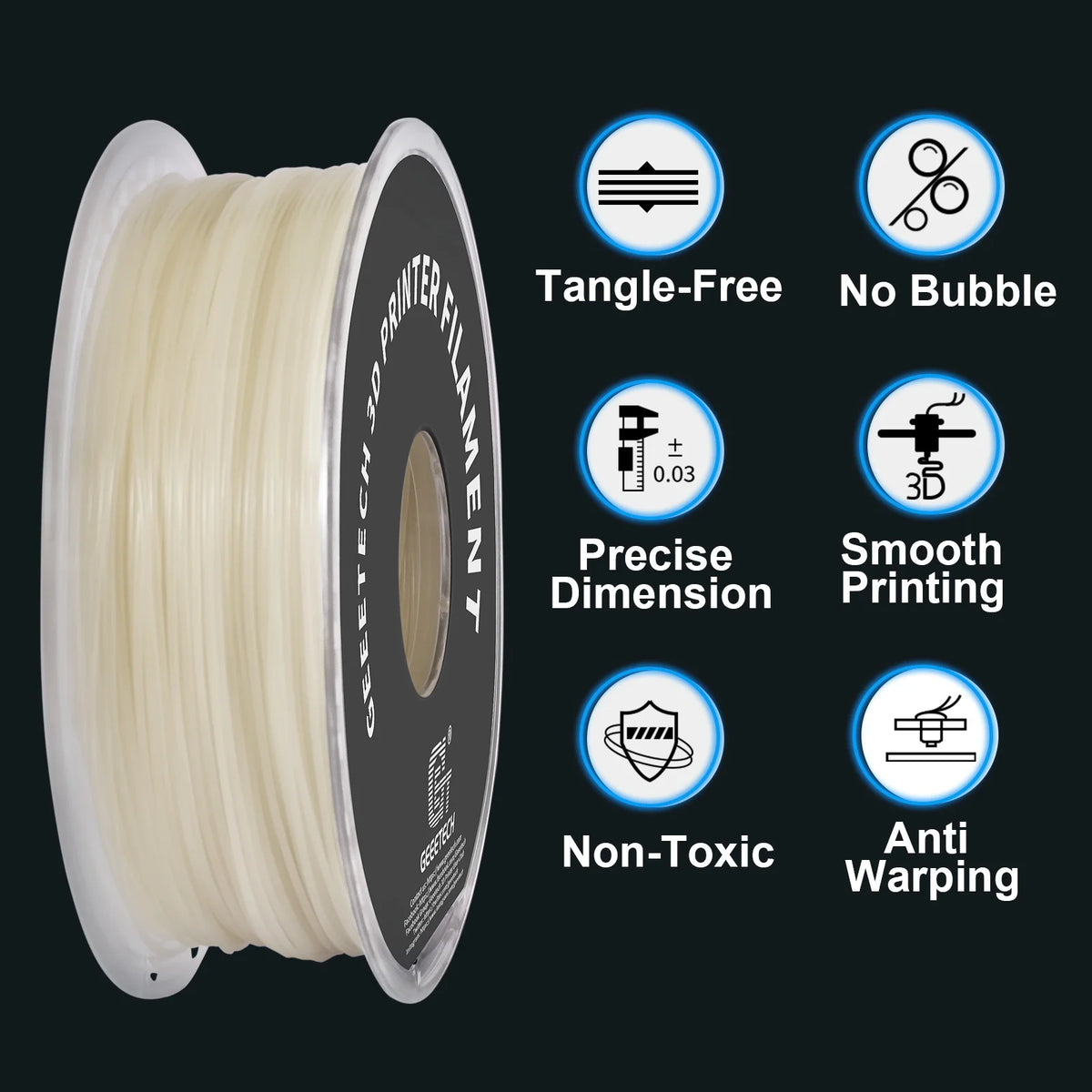 GEEETECH Glow PLA 1.75mm 1kg Glow in Dark for 3D Printing Night Light Luminous 8 Colors 3D Printer Material, Oversea Warehouse
