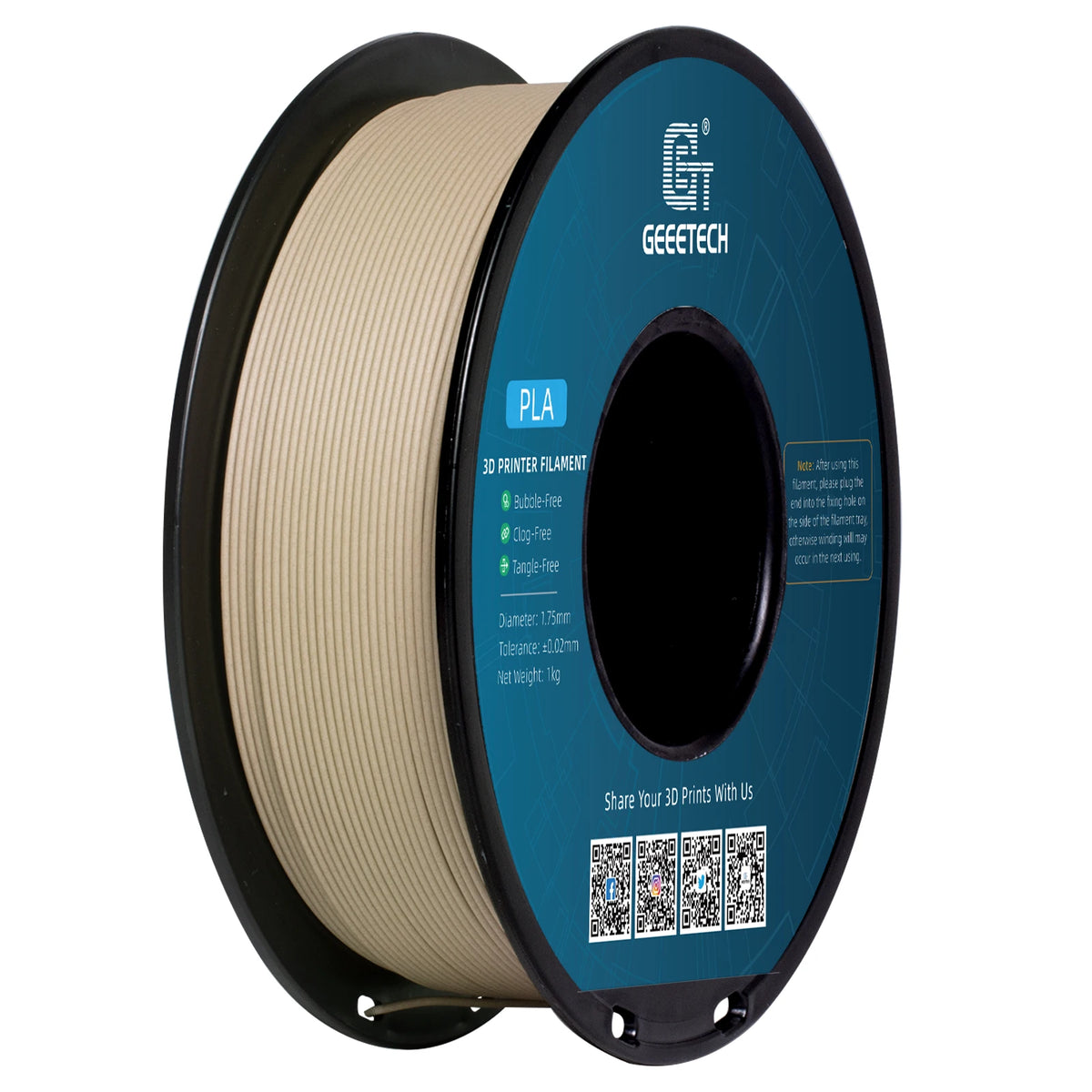 Geeetech 3D Printer Filament Pure PLA PETG Plastic 1.75mm, 1KG (2.2LBS), Tangle-Free, 3D Printing Materials, Vacuum Packaging