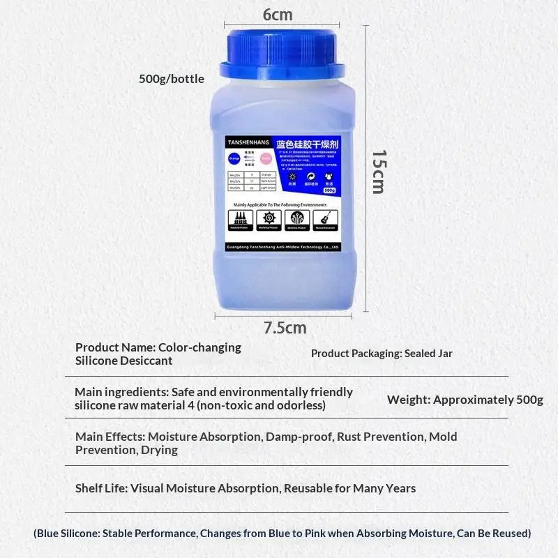 3D Printer Filament Silica Gel Desiccant Reusable Color Changing 400g Easy to Regenerate for Daily 3D Printing Use