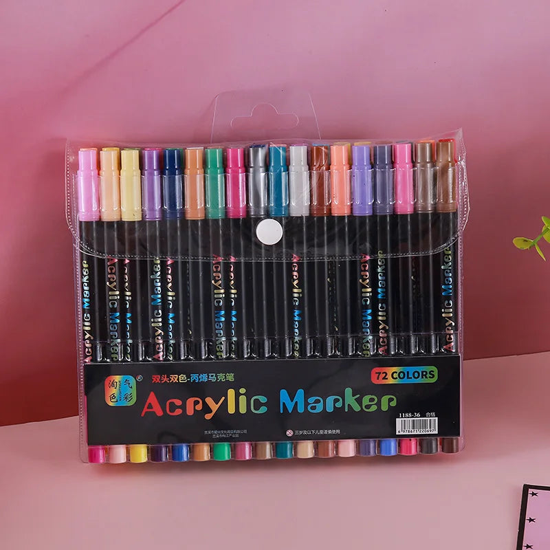 24-120 Colors Dual Tip Acrylic Paint Markers Pens Set Perfect for Rock Painting, Wood, Fabric, Glass, Canvas, Drawing  Coloring