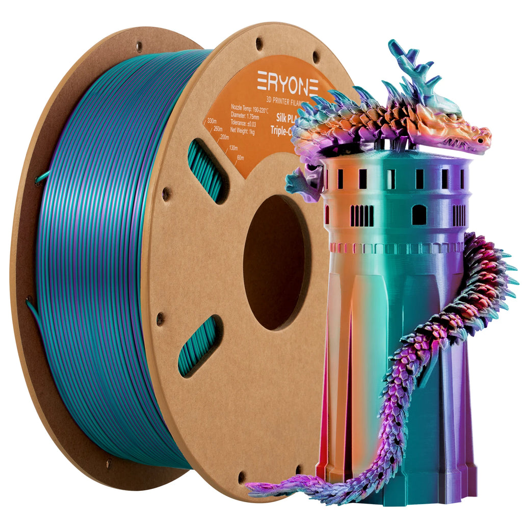NEW ERYONE 1KG/3KG/10KG Promotion Tri- Color Silk PLA Filament For 3D Printing 1.75mm Filament High Quality Free Fast Shipping
