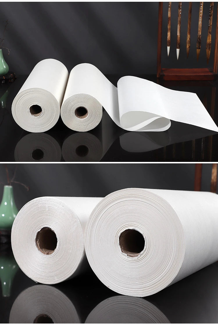 Long Rolling Thicken Rice Paper Raw Half-ripe Xuan paper Calligraphy Chinese Painting Creation Practice Papier White Rijstpapier