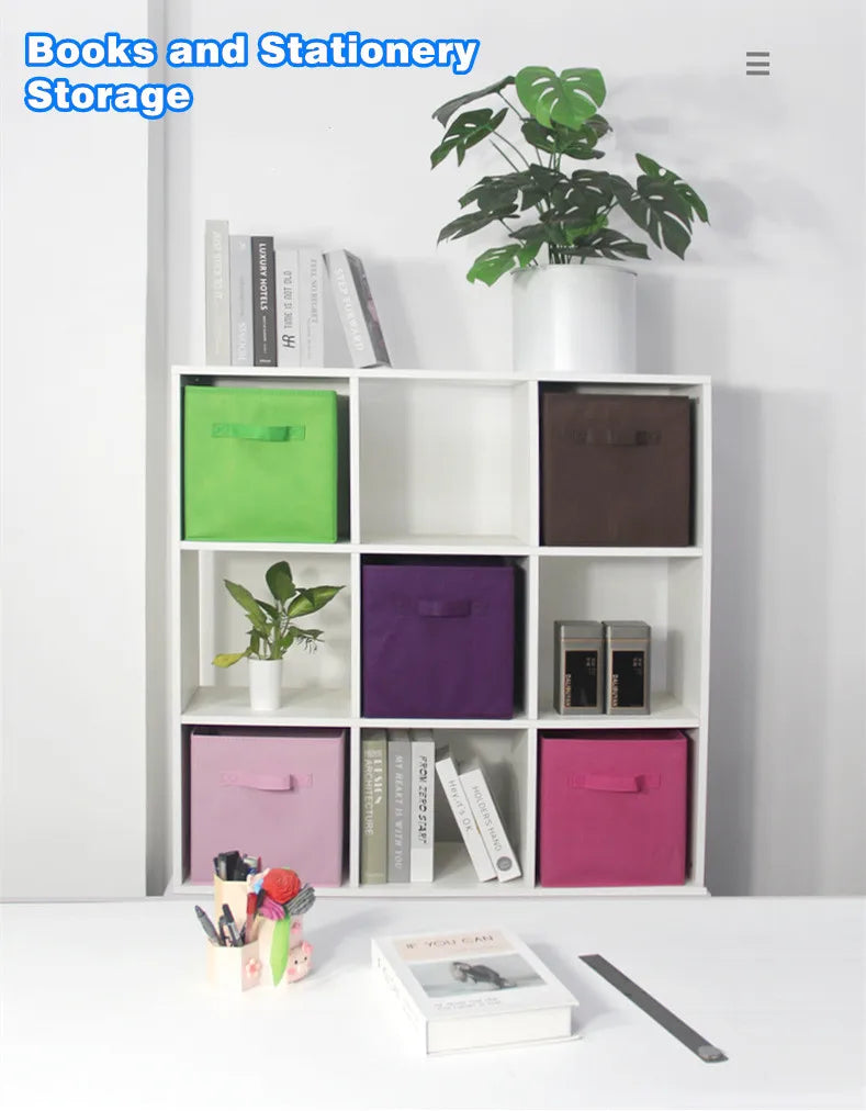 26x26x28cm Cubes Bins Pure Color Non Woven Square Storage Box Clothes Toys Sundries Storage Box Wardrobe Drawer Organizer