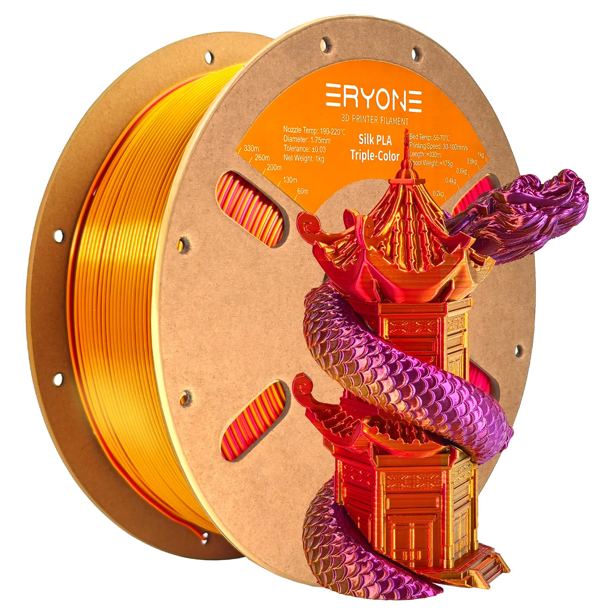 NEW ERYONE 1KG/3KG/10KG Promotion Tri- Color Silk PLA Filament For 3D Printing 1.75mm Filament High Quality Free Fast Shipping