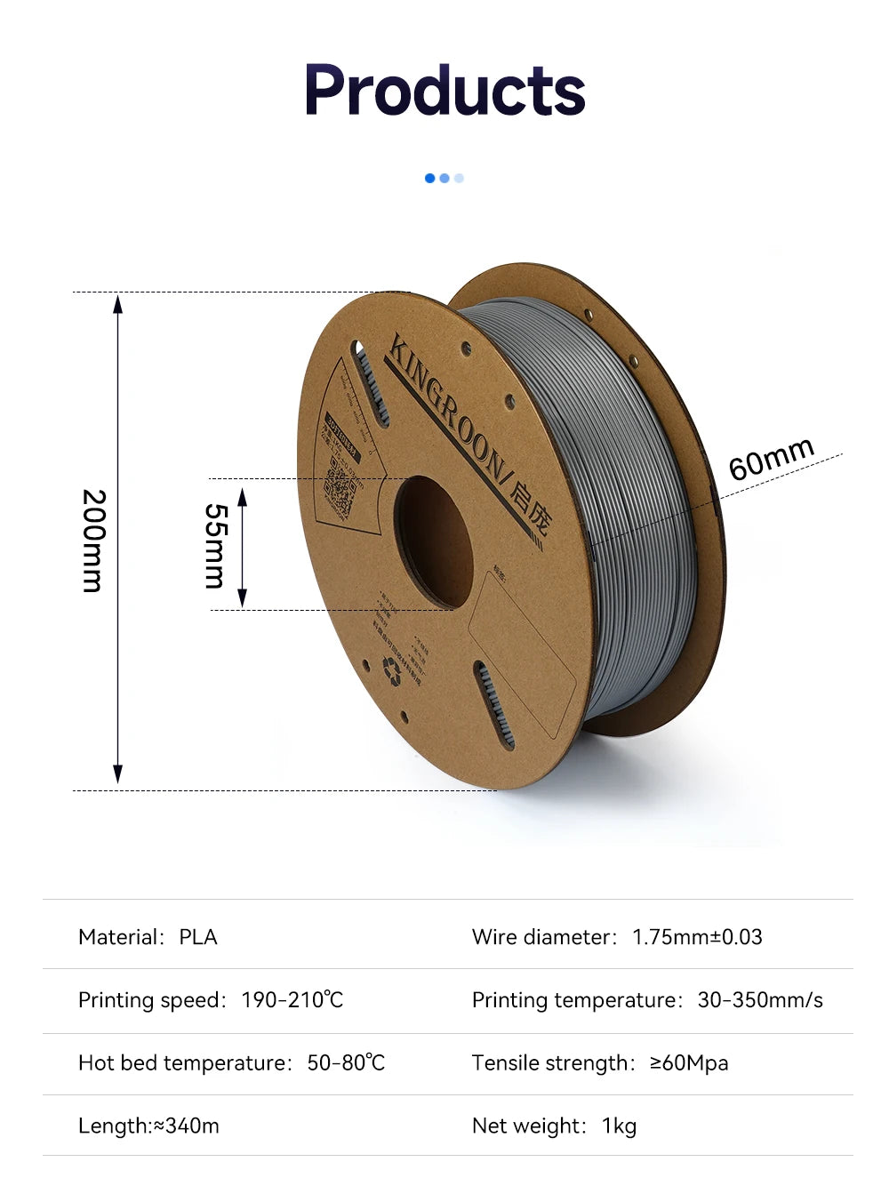 KINGROON PLA Filament 1.75mm 3D Printer Filament 5/10Rolls 3D Printing Plastic Material 100% No Bubble for FDM 3D Printer MIX