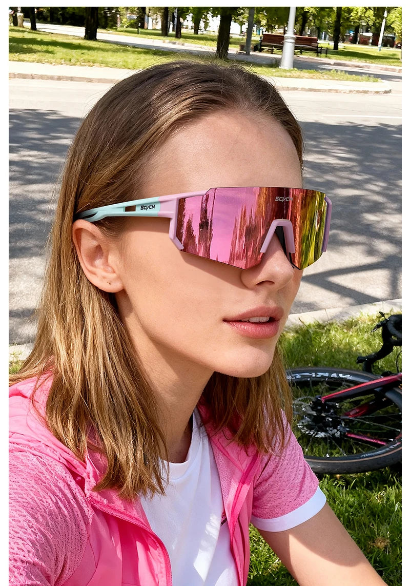 SCVCN Sweet Pink Bike Cycling Glasses Bicycle Photo Accessories Golf Eyepieces Camping Sunglasses UV400 Outdoor Sports Equipment