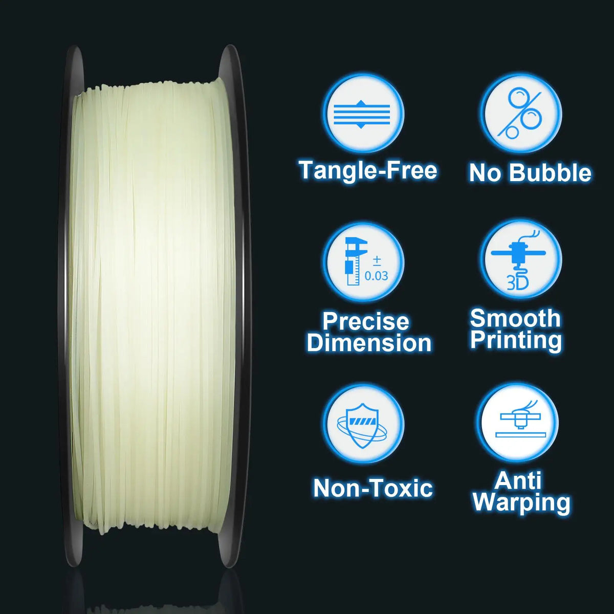 GEEETECH Glow PLA 1.75mm 1kg Glow in Dark for 3D Printing Night Light Luminous 8 Colors 3D Printer Material, Oversea Warehouse