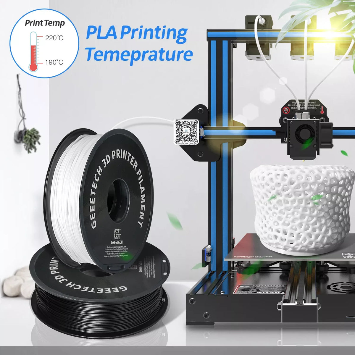 Geeetech Standard PLA Filament 1kg 1.75mm 3D Printer Plastic Material, Accuracy 0.03mm, Multiple Colour, Fit Most FDM Printer