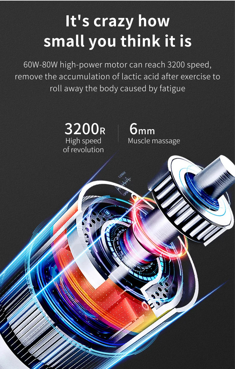Mini Electric Fascia Gun, Portable Handheld Muscle Relaxer, 6-speed Massage Gun for Full Body Massage and Soreness Relief