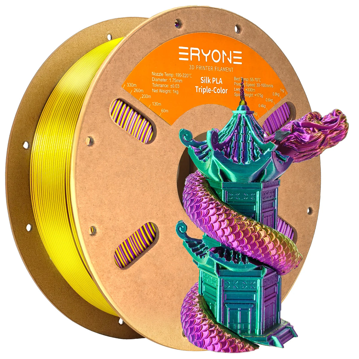 NEW ERYONE 1KG/3KG/10KG Promotion Tri- Color Silk PLA Filament For 3D Printing 1.75mm Filament High Quality Free Fast Shipping
