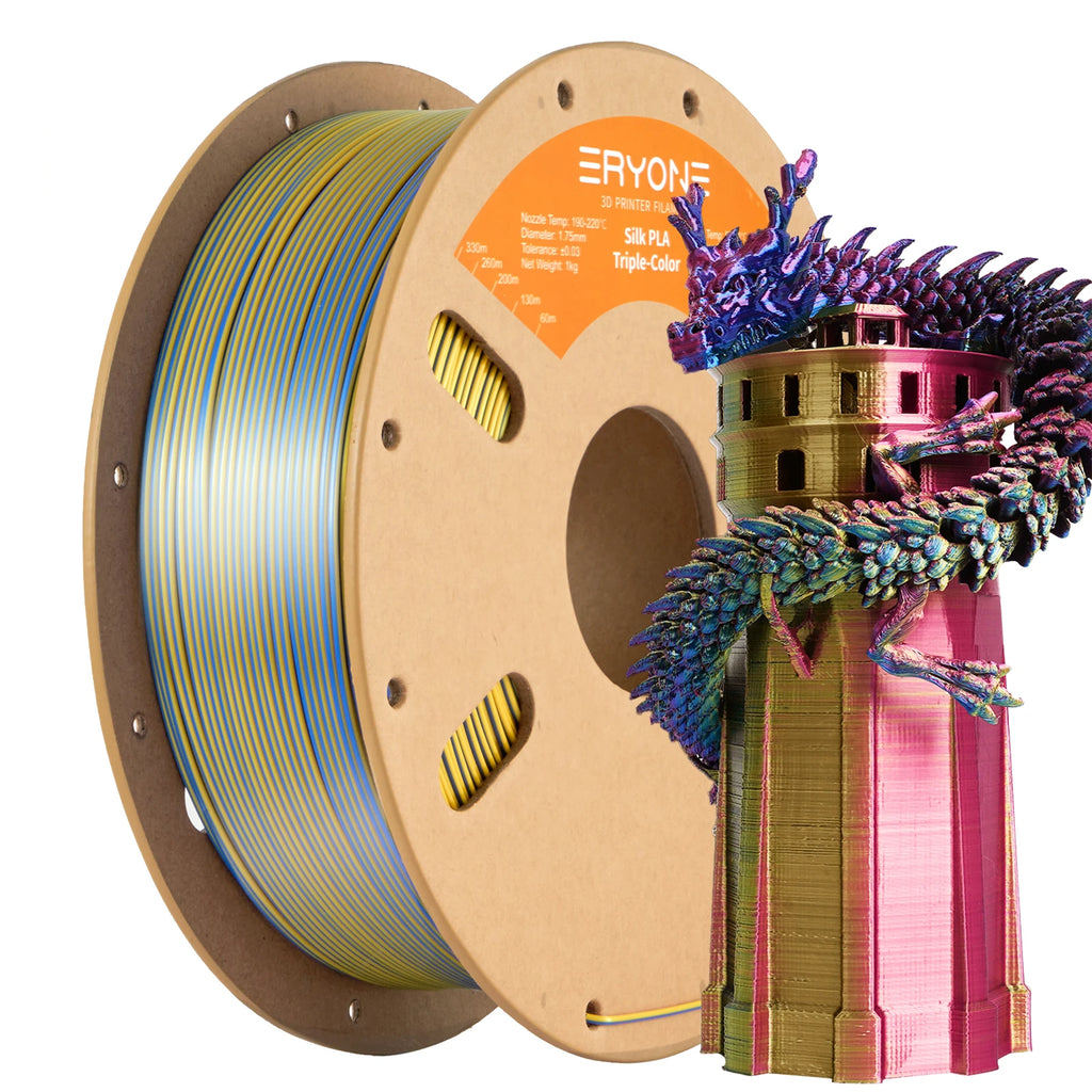 NEW ERYONE 1KG/3KG/10KG Promotion Tri- Color Silk PLA Filament For 3D Printing 1.75mm Filament High Quality Free Fast Shipping