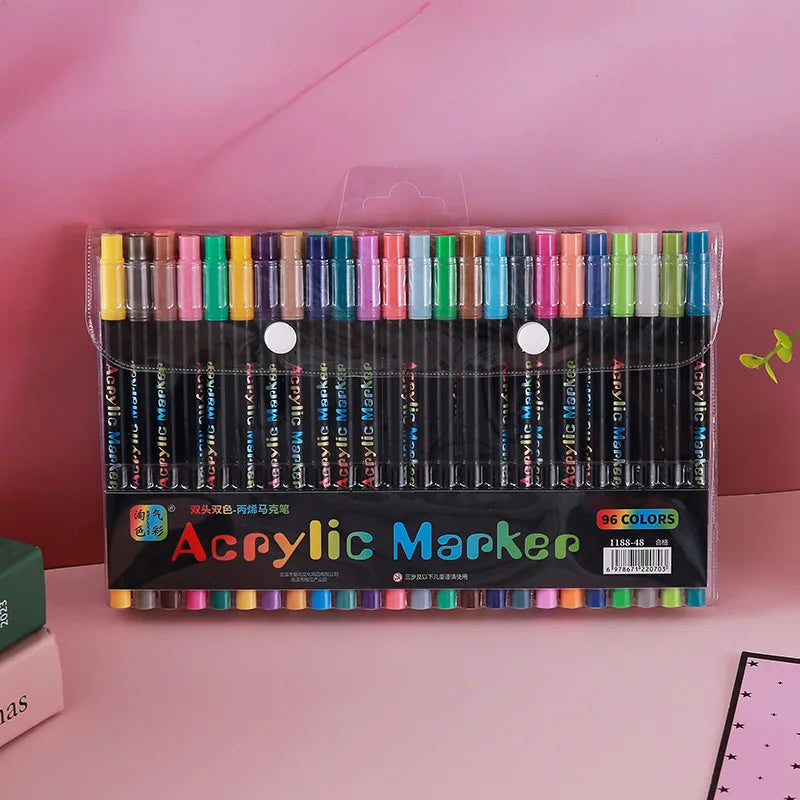 24-120 Colors Dual Tip Acrylic Paint Markers Pens Set Perfect for Rock Painting, Wood, Fabric, Glass, Canvas, Drawing  Coloring