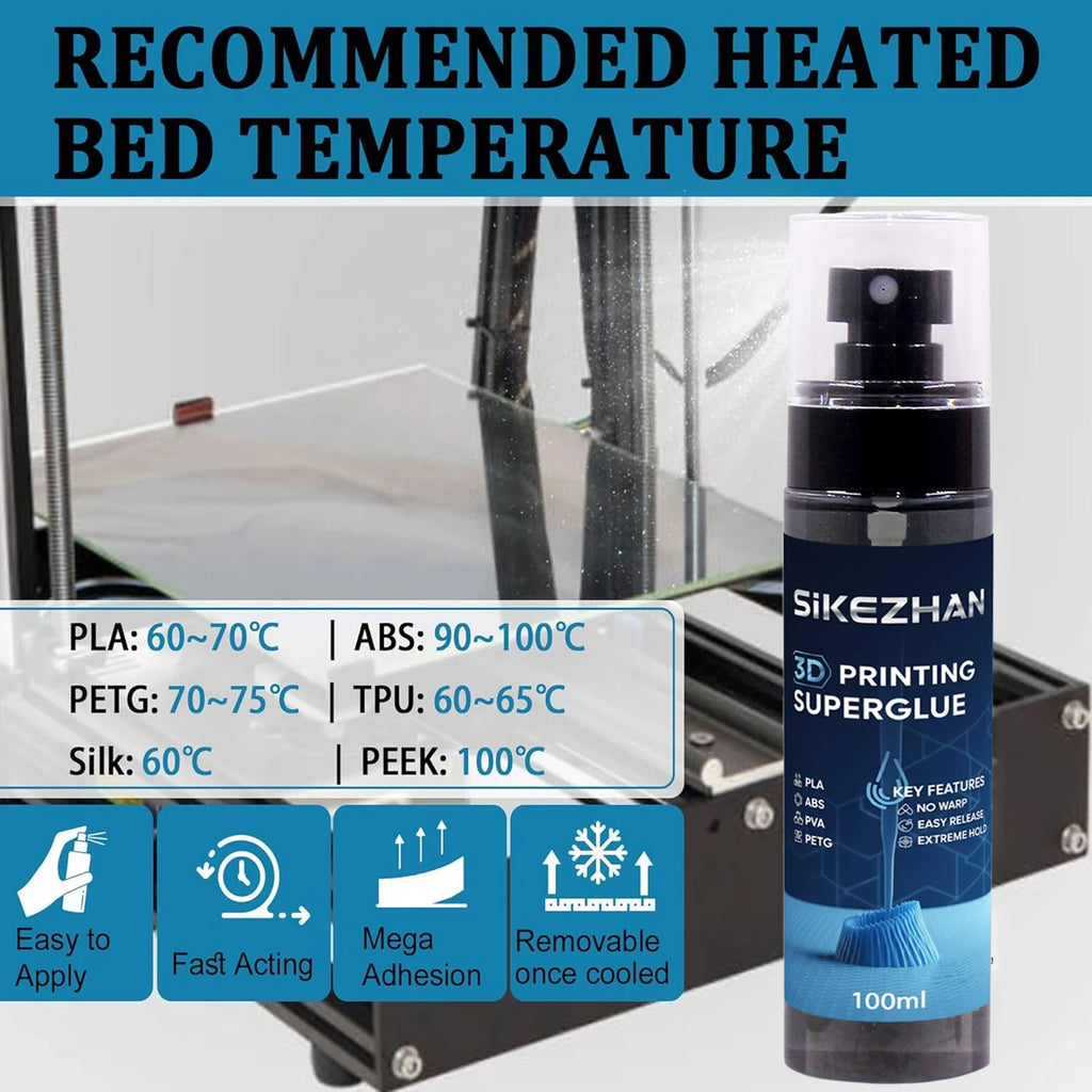3D Printing Bed Glue, Build Plate Adhesion Booster, Reduce Warping, Easy Part Removal, Compatible with PLA ABS PETG, Glass/PEI