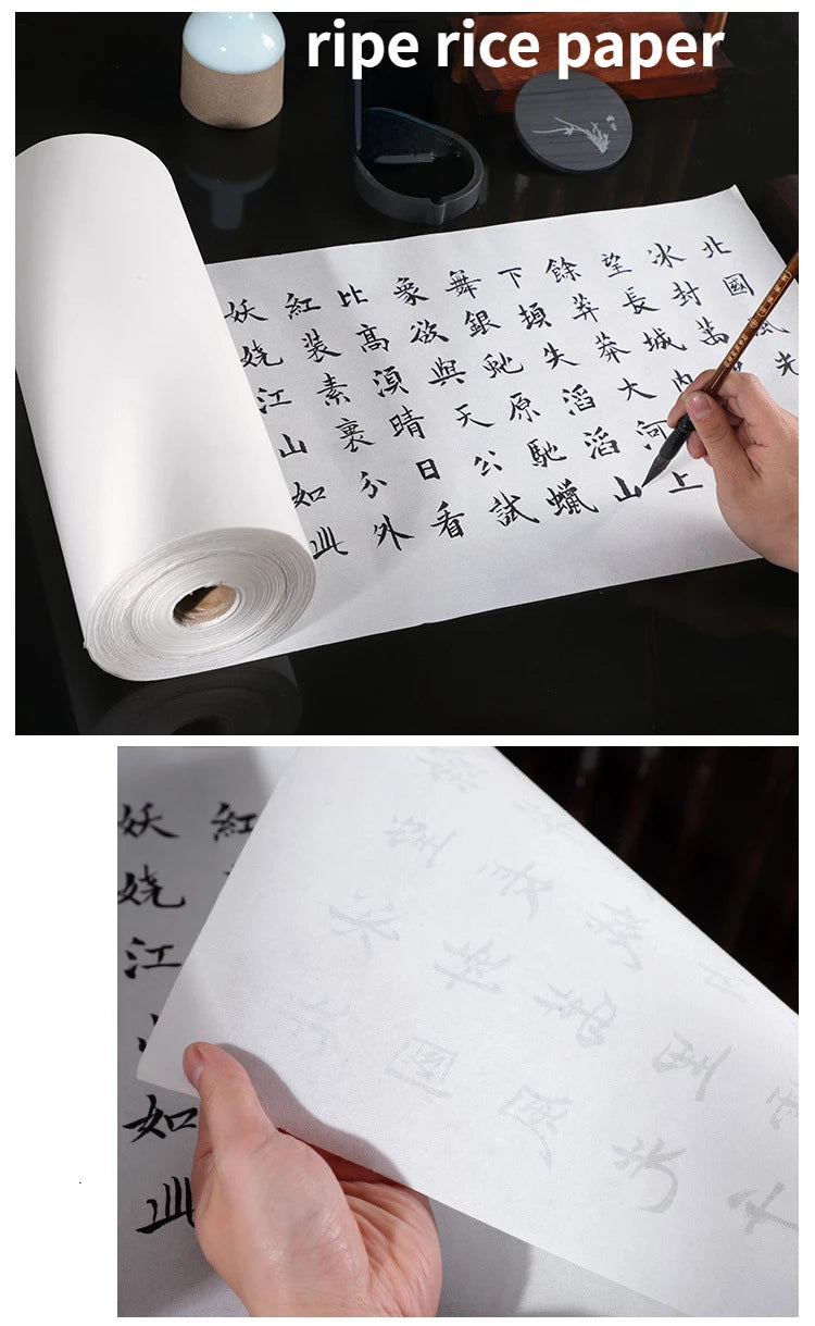 Long Rolling Thicken Rice Paper Raw Half-ripe Xuan paper Calligraphy Chinese Painting Creation Practice Papier White Rijstpapier