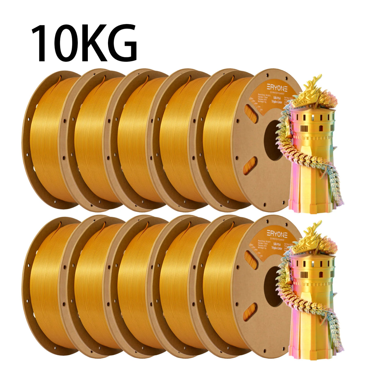 NEW ERYONE 1KG/3KG/10KG Promotion Tri- Color Silk PLA Filament For 3D Printing 1.75mm Filament High Quality Free Fast Shipping