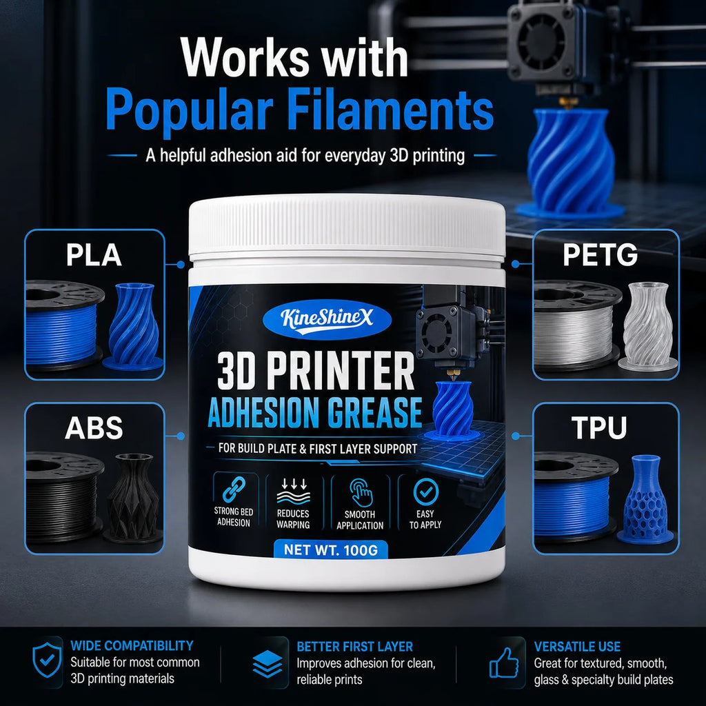 2026 New 3D Printer Bed Adhesive Grease with Brush, Strong First Layer Support for PLA, ABS, PETG and TPU, Helps Reduce Warping