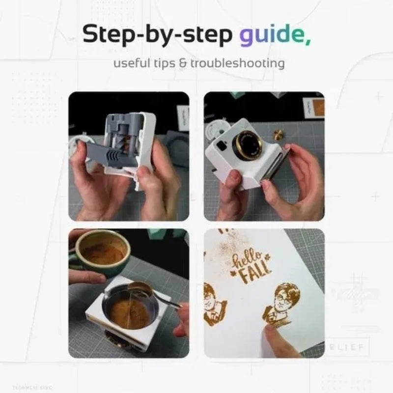 3D Printed Camera Shaped Coffee Latte Art Stencil V2 New Version 30 Printing Stencil Cards Home Barista Tool DIY Coffee Kit Cafe
