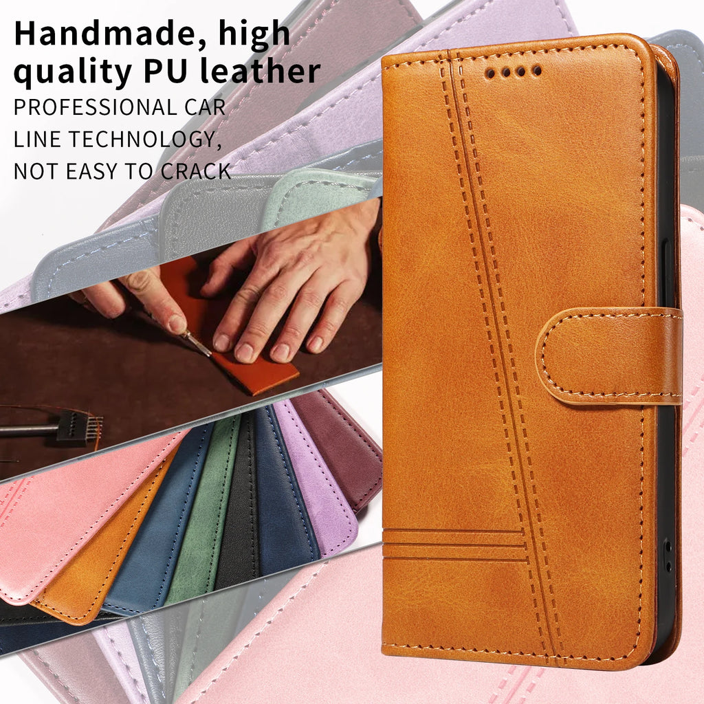 Leather Wallet Phone Case For iPhone 16e 16 Pro Max 15 14 13 Mini 12 11 X XS XR SE2 SE3 8 7 6s Plus Flip Card Slot Holder Cover