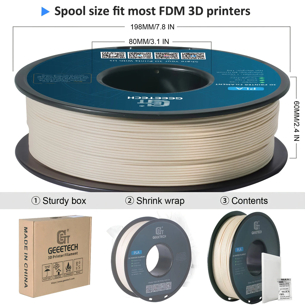 Geeetech Wood PLA 1kg 1.75mm Filament 3D Print Wire Vacuum Packaging Local Warehouses Colorful Plastic for FDM 3D Printer