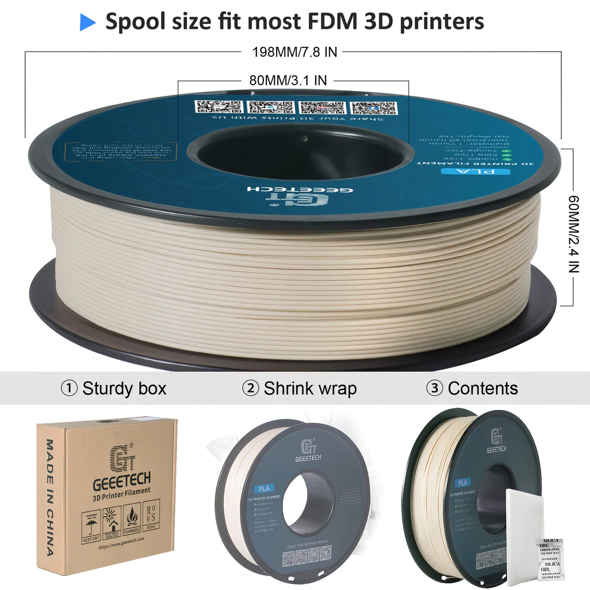 Geeetech Wood PLA 1kg 1.75mm Filament 3D Print Wire Vacuum Packaging Local Warehouses Colorful Plastic for FDM 3D Printer