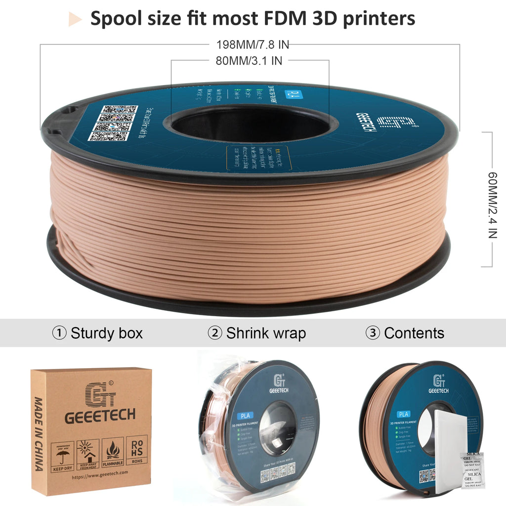 Geeetech 3d printer Filament Matte PLA Plastic 1kg 1.75mm,Tangle-Free, 3d printing consumables, vacuum packaging,fast shipping