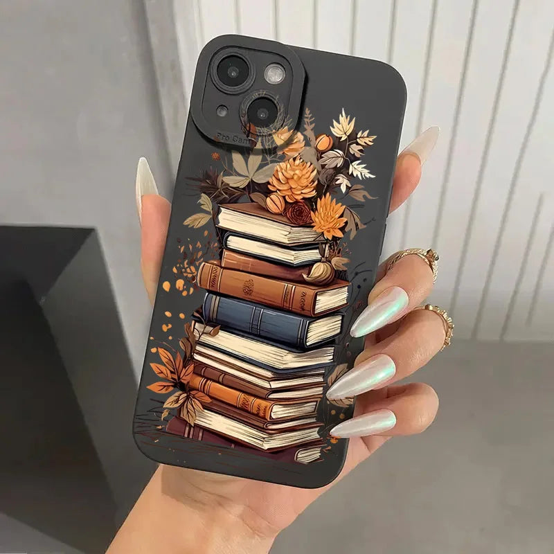 Creative Beautiful Book Pattern Phone Case For iPhone 11 12 13 14 15 16 17 Air 18 Pro Max 16E 7 8 Plus X XR XS Shockproof Cover
