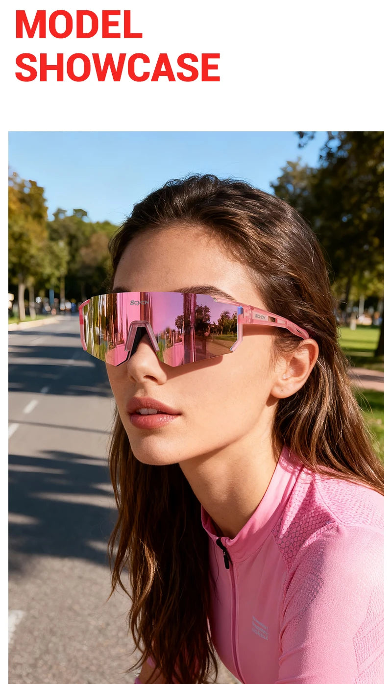SCVCN Sweet Pink Bike Cycling Glasses Bicycle Photo Accessories Golf Eyepieces Camping Sunglasses UV400 Outdoor Sports Equipment