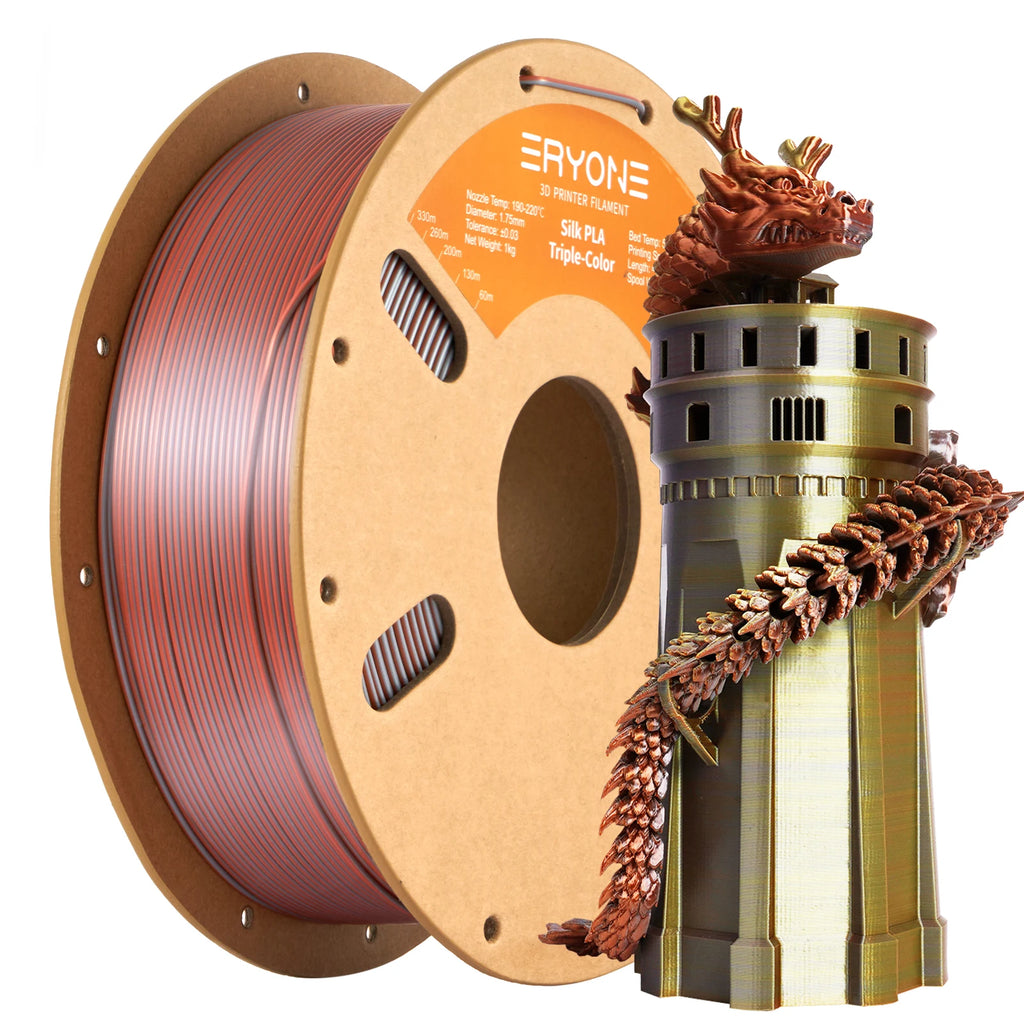 NEW ERYONE 1KG/3KG/10KG Promotion Tri- Color Silk PLA Filament For 3D Printing 1.75mm Filament High Quality Free Fast Shipping