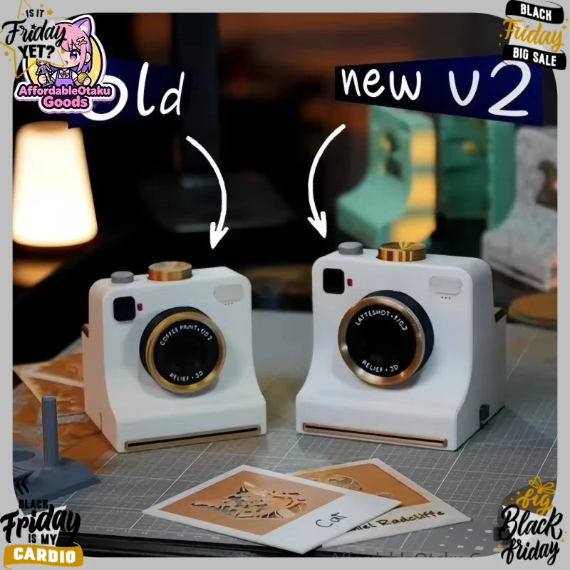 3D Printed Camera Shaped Coffee Latte Art Stencil V2 New Version 30 Printing Stencil Cards Home Barista Tool DIY Coffee Kit Cafe