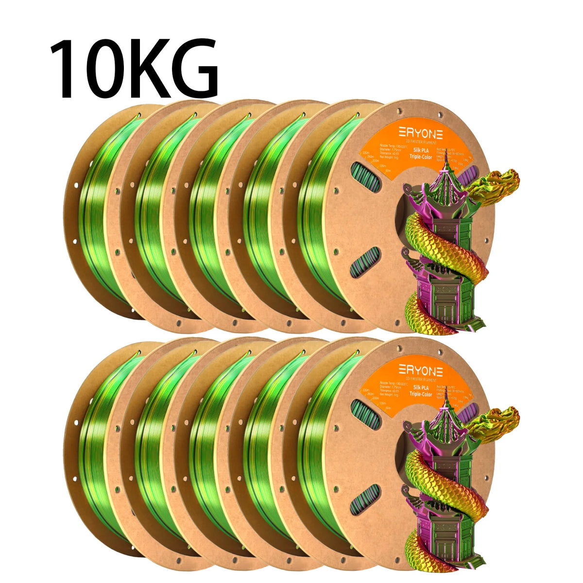 NEW ERYONE 1KG/3KG/10KG Promotion Tri- Color Silk PLA Filament For 3D Printing 1.75mm Filament High Quality Free Fast Shipping