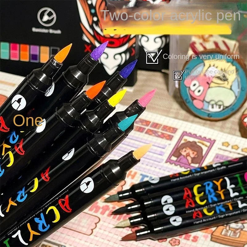 Professional Art Use 120-24Colors Acrylic Paint Markers, Dual-Tip Fine and Brush Tip Pens, Suitable for Stone, Wood, Calligraphy