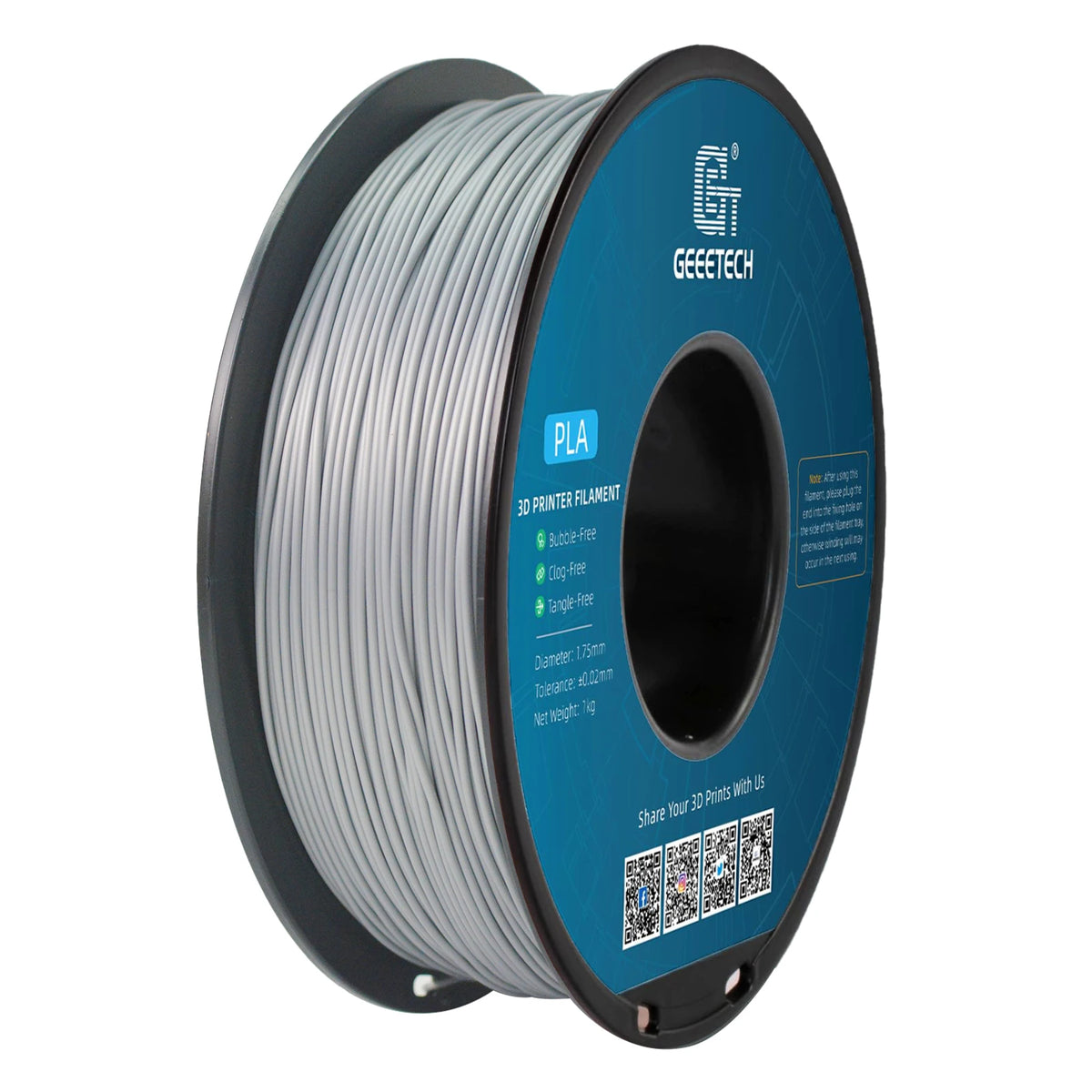 Geeetech 3D Printer Filament Pure PLA PETG Plastic 1.75mm, 1KG (2.2LBS), Tangle-Free, 3D Printing Materials, Vacuum Packaging