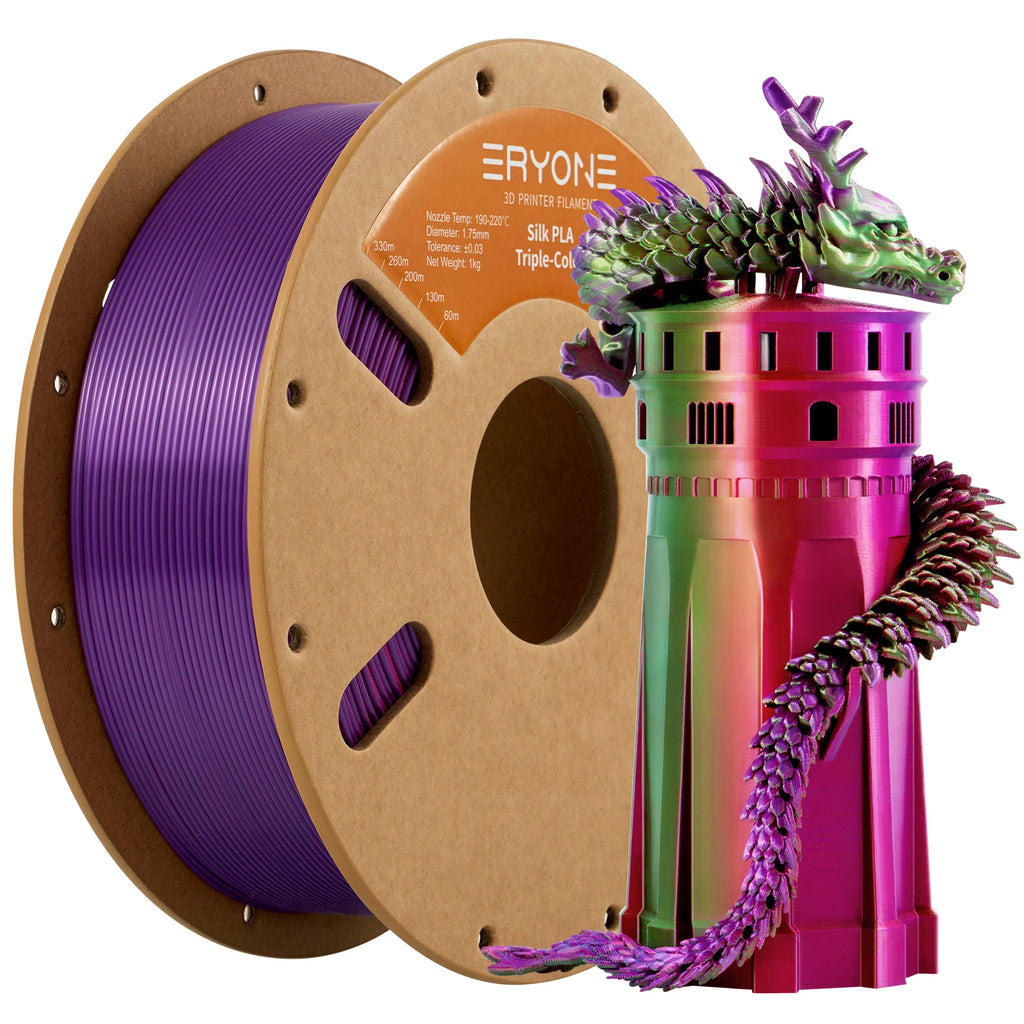 NEW ERYONE 1KG/3KG/10KG Promotion Tri- Color Silk PLA Filament For 3D Printing 1.75mm Filament High Quality Free Fast Shipping