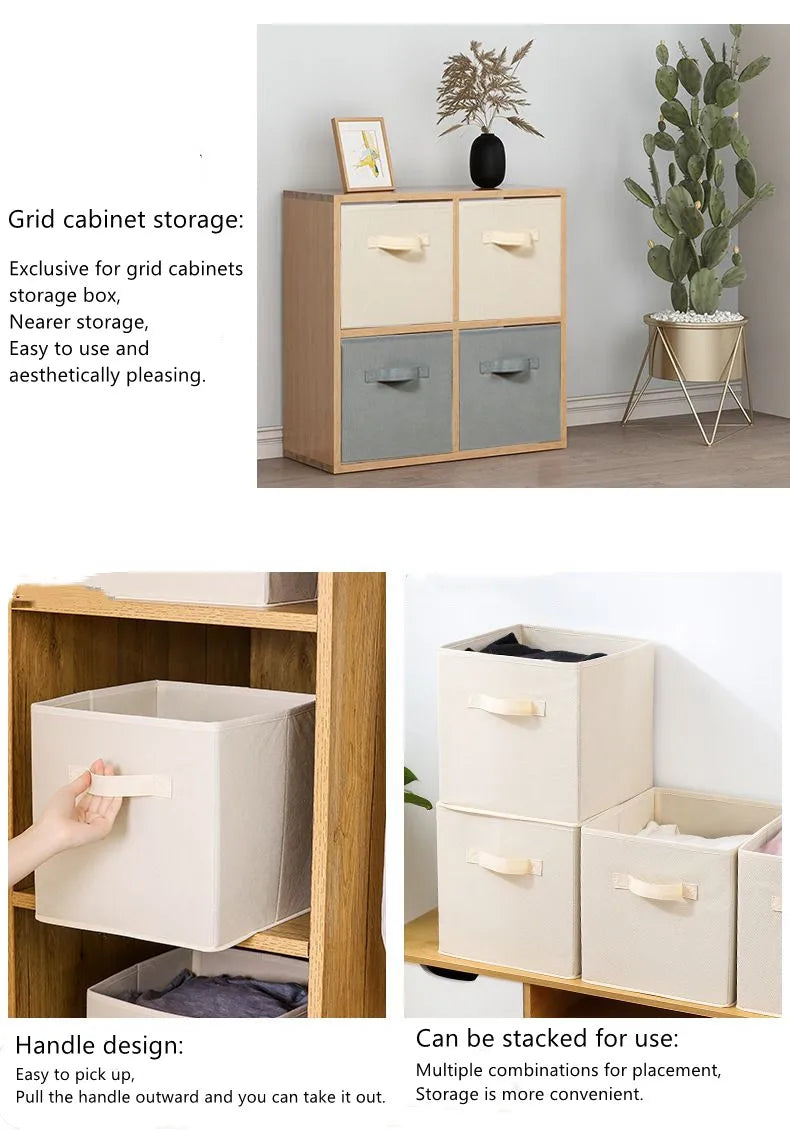 26x26x28cm Cubes Bins Pure Color Non Woven Square Storage Box Clothes Toys Sundries Storage Box Wardrobe Drawer Organizer