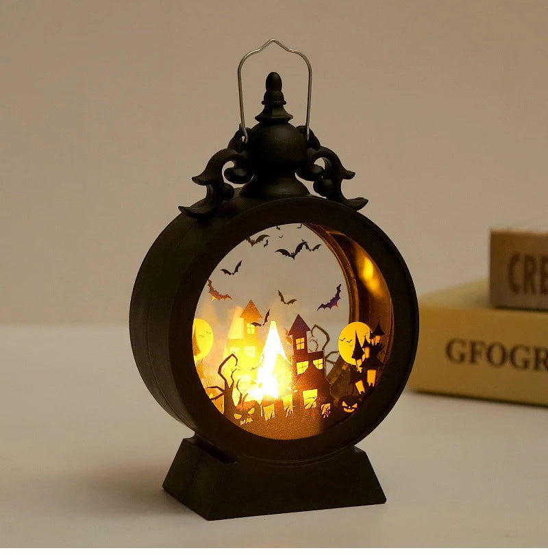 Halloween LED Wind Night Light Portable Pumpkin Ghost Lantern Bar Desktop Ornament Halloween Decor Props Party Supplies DeskLamp