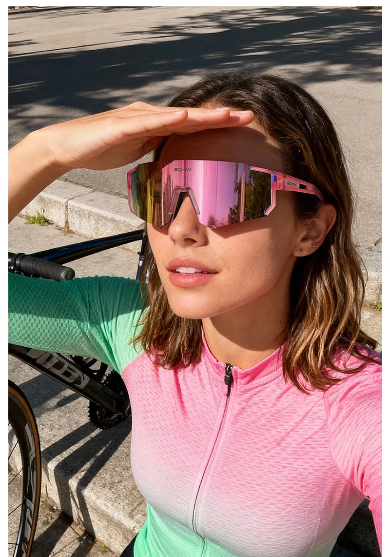 SCVCN Sweet Pink Bike Cycling Glasses Bicycle Photo Accessories Golf Eyepieces Camping Sunglasses UV400 Outdoor Sports Equipment