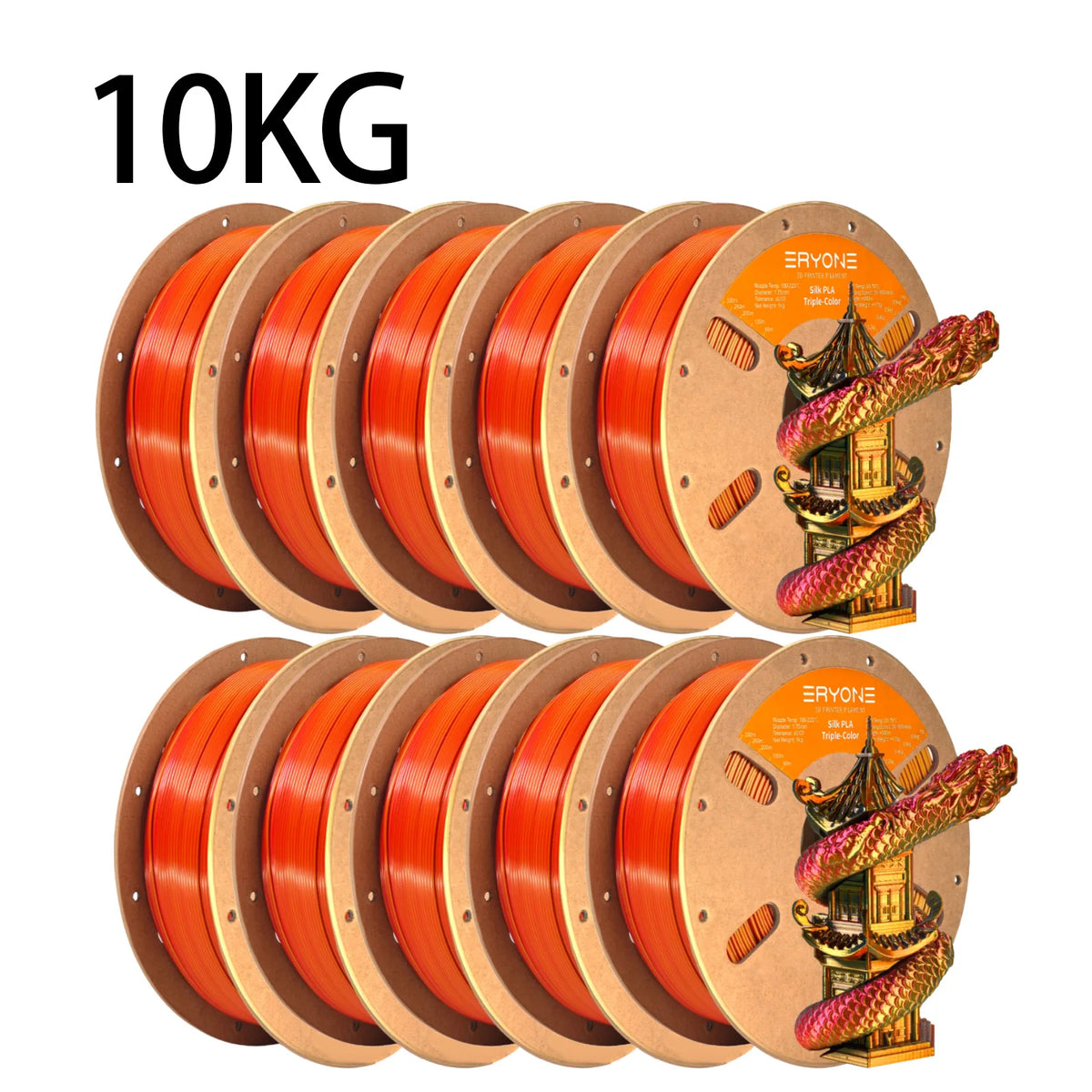 NEW ERYONE 1KG/3KG/10KG Promotion Tri- Color Silk PLA Filament For 3D Printing 1.75mm Filament High Quality Free Fast Shipping