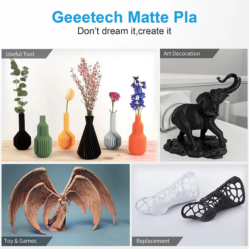 Geeetech 3d printer Filament Matte PLA Plastic 1kg 1.75mm,Tangle-Free, 3d printing consumables, vacuum packaging,fast shipping