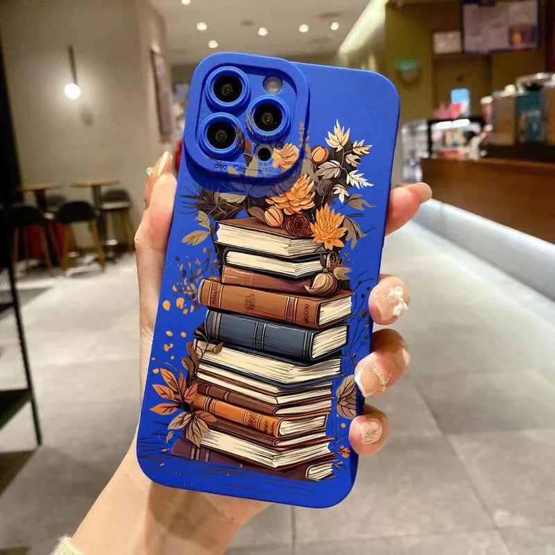 Creative Beautiful Book Pattern Phone Case For iPhone 11 12 13 14 15 16 17 Air 18 Pro Max 16E 7 8 Plus X XR XS Shockproof Cover