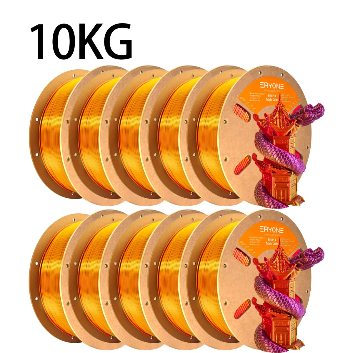 NEW ERYONE 1KG/3KG/10KG Promotion Tri- Color Silk PLA Filament For 3D Printing 1.75mm Filament High Quality Free Fast Shipping