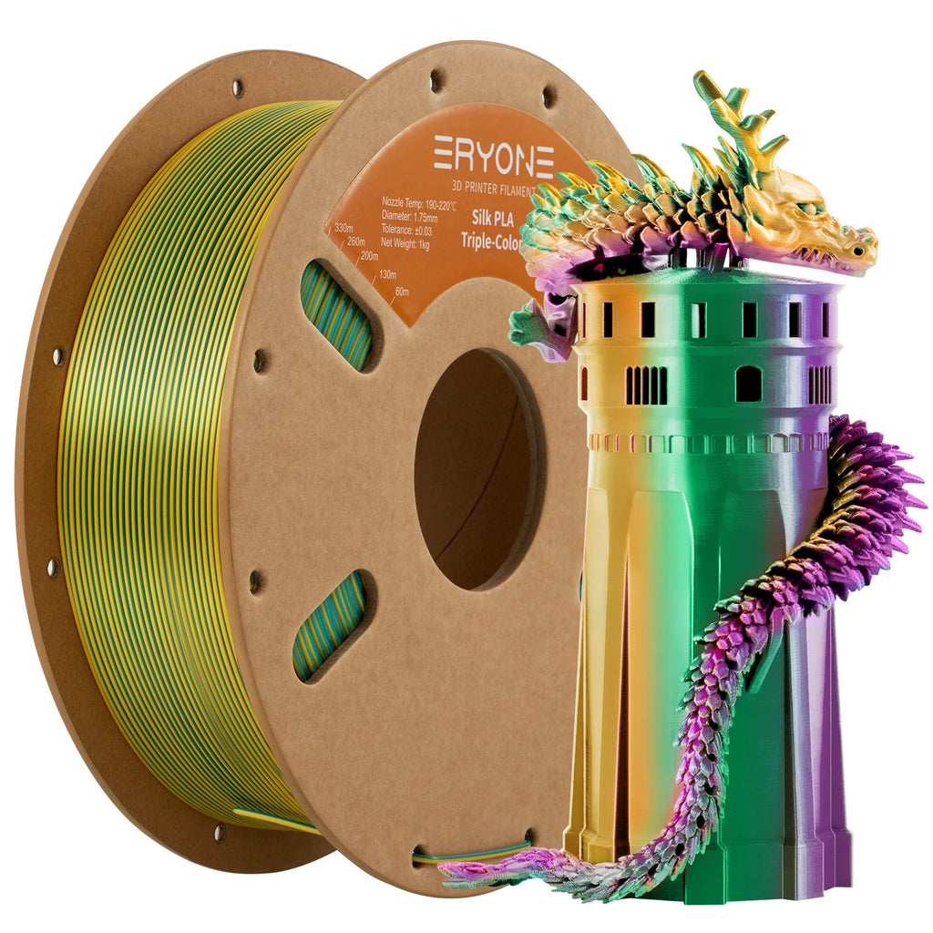 NEW ERYONE 1KG/3KG/10KG Promotion Tri- Color Silk PLA Filament For 3D Printing 1.75mm Filament High Quality Free Fast Shipping